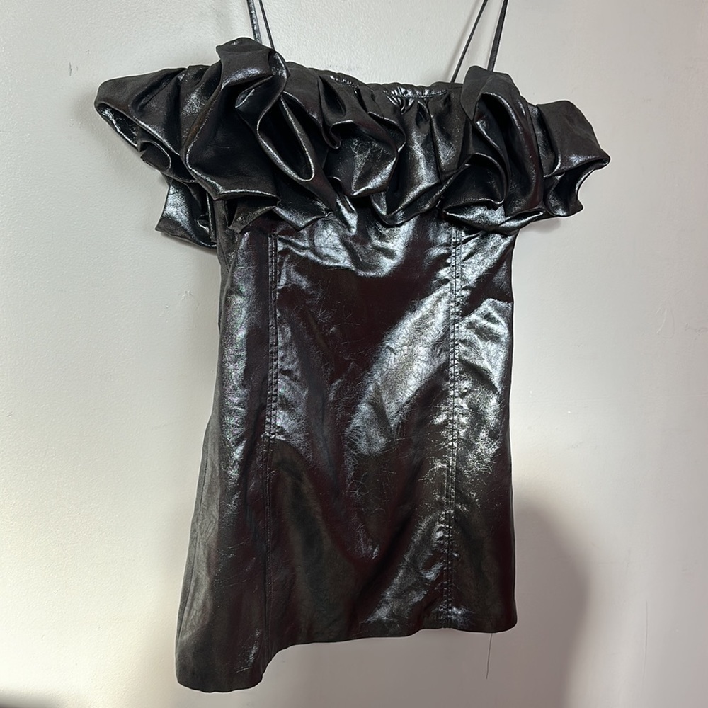 Zara Metallic Silver Ruffle Mini Dress - Picture 8 of 13